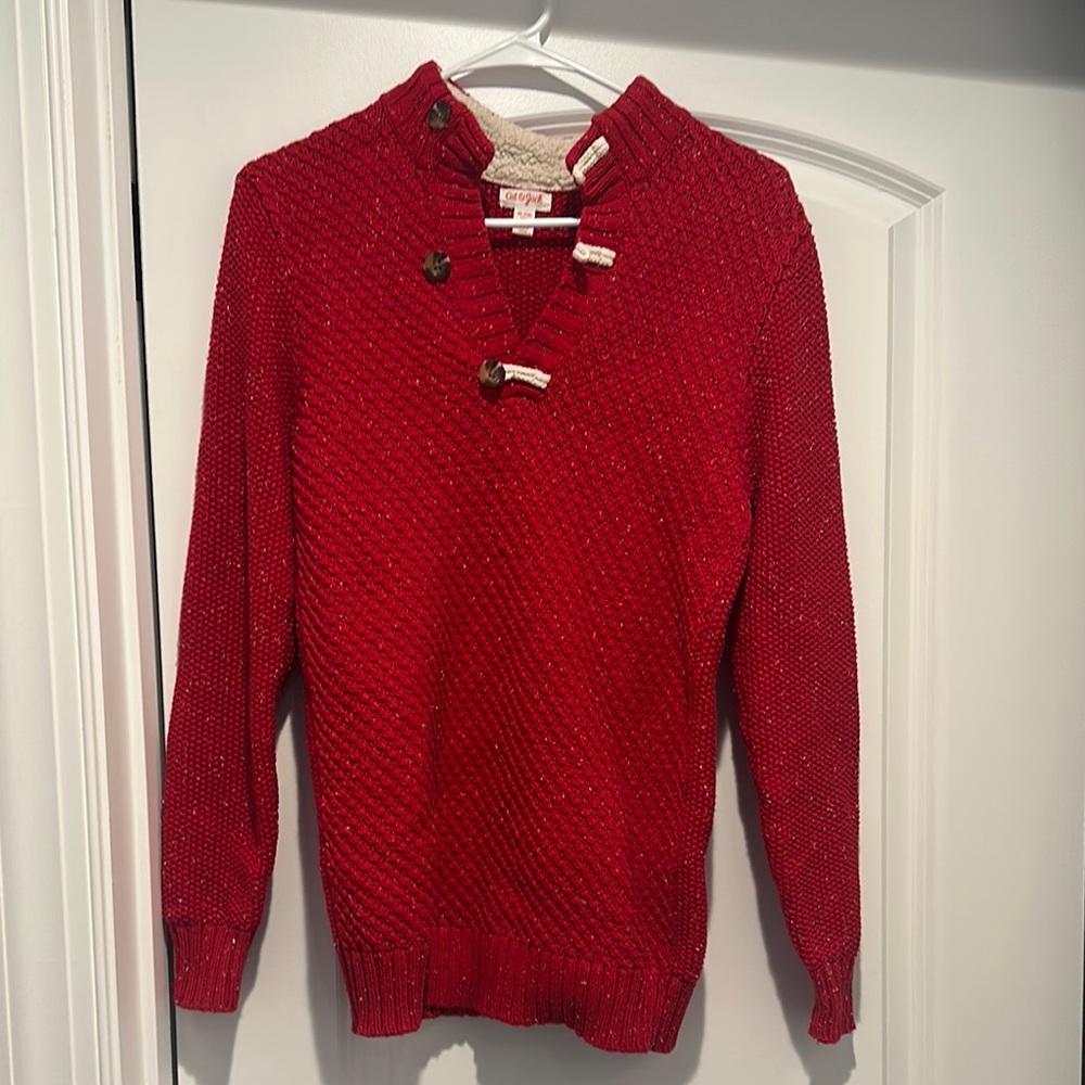 Cat & Jack Red Knit Sweater with Button Details